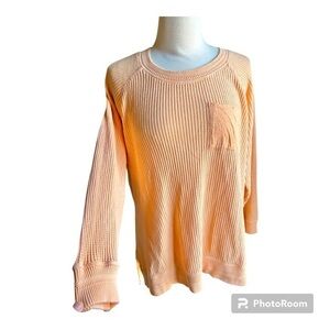 Soft Surroundings bright Peach Waffle Knit Sweater long sleeve top 1X